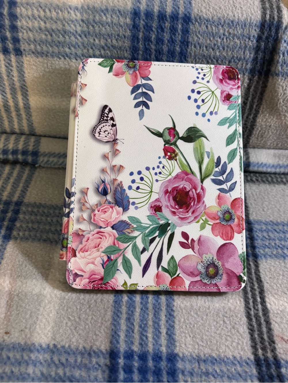 Floral Butterfly Tablet Folio Case in White and Pink - Unbranded- e reader case